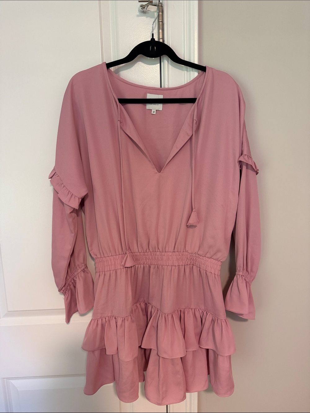 Misa Los Angeles Dusty Pink Ruffle Tiered Mini Dress